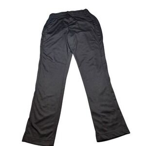 Black Athletic Track Pants Straight Leg Drawstring Waist Activewear Mens Small